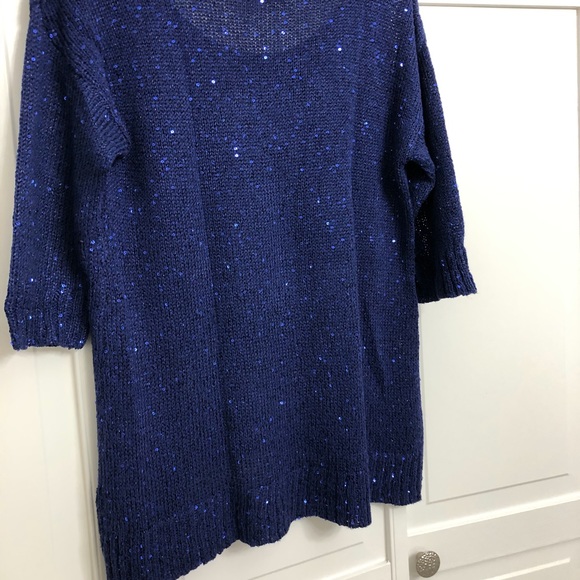 EUC Ana Navy Blue Holiday Open Knit Sweater - Picture 6 of 7